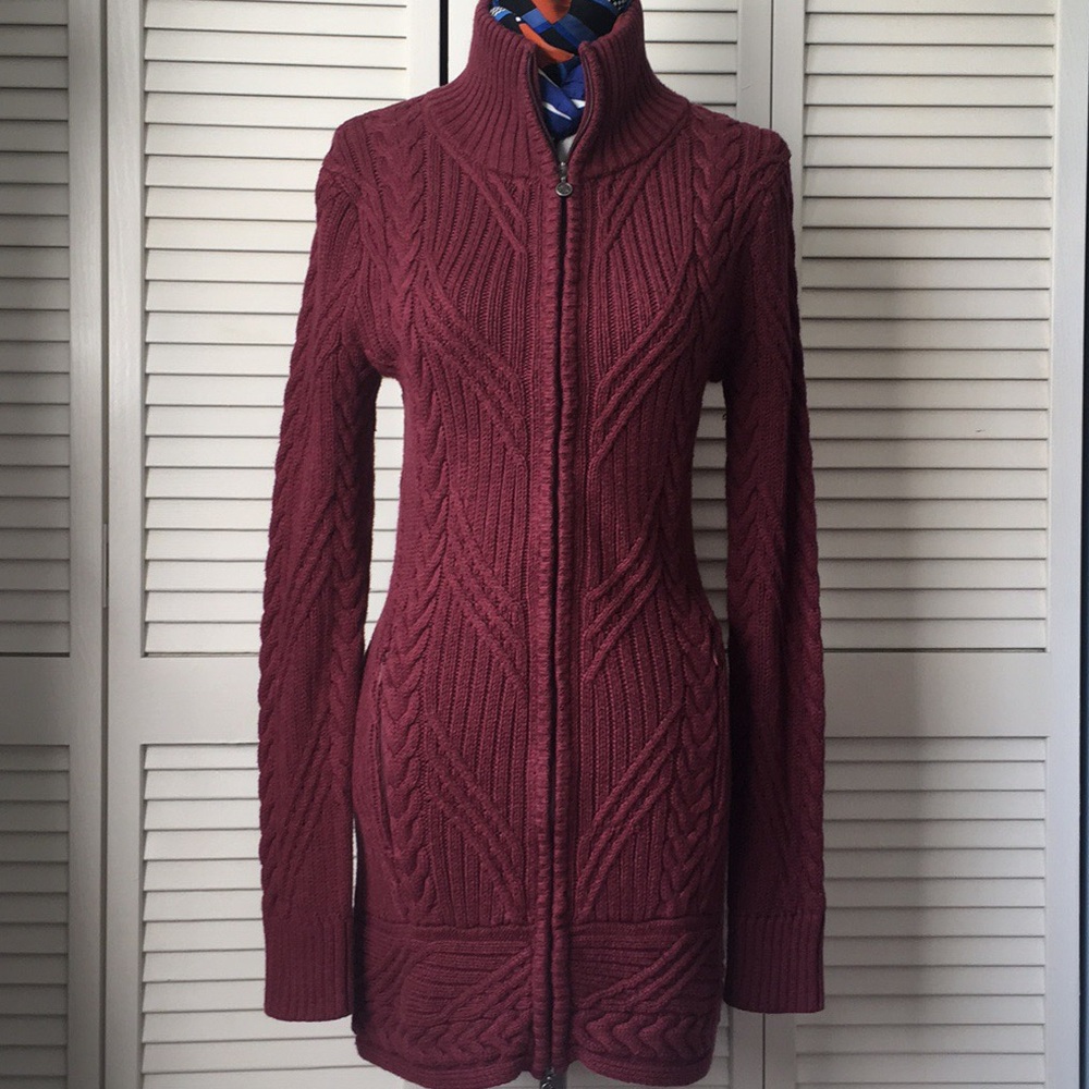 🍂 Athleta Cable knit Cardigan Sweater Zip Up Coat
